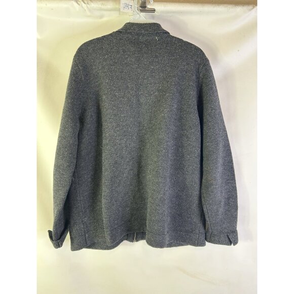 Vintage 90s Lambswool Collared Cardigan Sweater Coat Grunge Gray - Picture 9 of 11